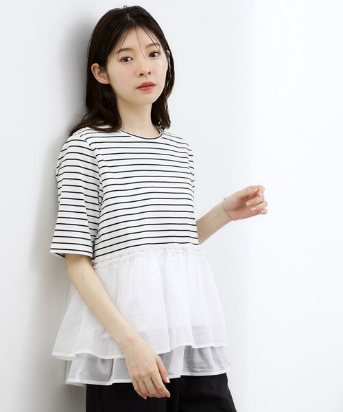 grove / グローブ Tシャツ | ウエストシアーフリルTシャツ（オフホワイト(303)）