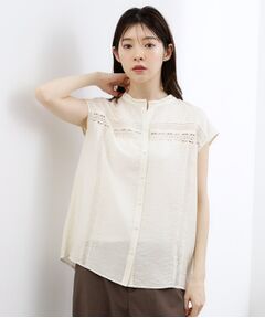 grove / グローブ シャツ・ブラウス | レース刺しゅうフレンチスリーブブラウス