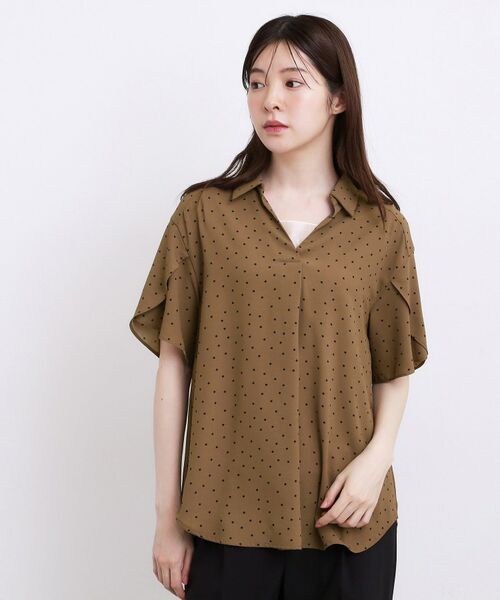 grove / グローブ シャツ・ブラウス | 【洗濯機◎】さらっと着映える、バックデザインブラウス(モカブラウン(642))