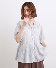 grove / グローブ シャツ・ブラウス | ドビーストライプペプラムシャツ