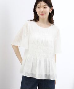 花柄シャーリングブラウス