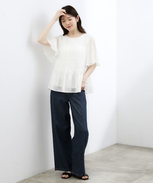 grove / グローブ シャツ・ブラウス | 花柄シャーリングブラウス | 詳細3