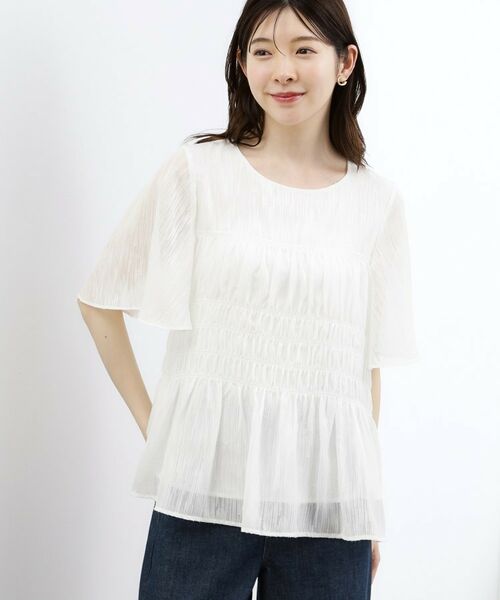 grove / グローブ シャツ・ブラウス | 花柄シャーリングブラウス（オフホワイト(003)）