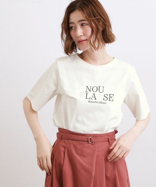 grove / グローブ Tシャツ | 【吸水速乾・UVカット・接触冷感・マシンウォッシャブル】ベーシックMIXロゴプリントT(オフホワイト(003))