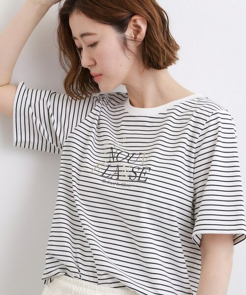 grove / グローブ Tシャツ | 【吸水速乾・UVカット・接触冷感・マシンウォッシャブル】ベーシックMIXロゴプリントT(オフホワイト(303))