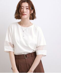 grove / グローブ Tシャツ | 【吸水速乾・UVカット・接触冷感・マシンウォッシャブル】シアードッキングランタンスリーブTシャツ