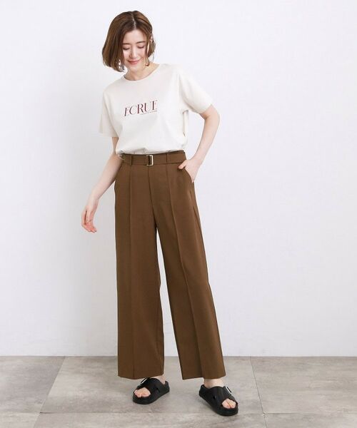 grove / グローブ パンツ | 【洗濯機OK・遮熱・ひんやり/SETUP可】シワになりにくい、ベルト付ワイドパンツ | 詳細16