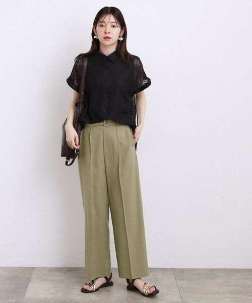 grove / グローブ パンツ | 【洗濯機OK・遮熱・ひんやり/SETUP可】シワになりにくい、ベルト付ワイドパンツ | 詳細22