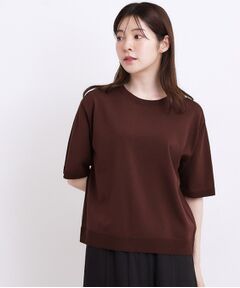 grove / グローブ ニット・セーター | 【冷感・毛玉になりにくい】ひんやりコットンブレンドクルーニットT
