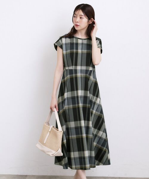 grove / グローブ ロング・マキシ丈ワンピース | 【around152cm選べる着丈】ビッグチェックワンピース（ブルー(293)）