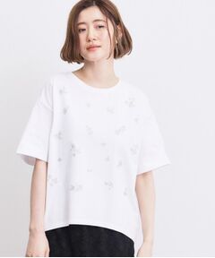 grove / グローブ カットソー | フラワーモチーフスパンコールTシャツ