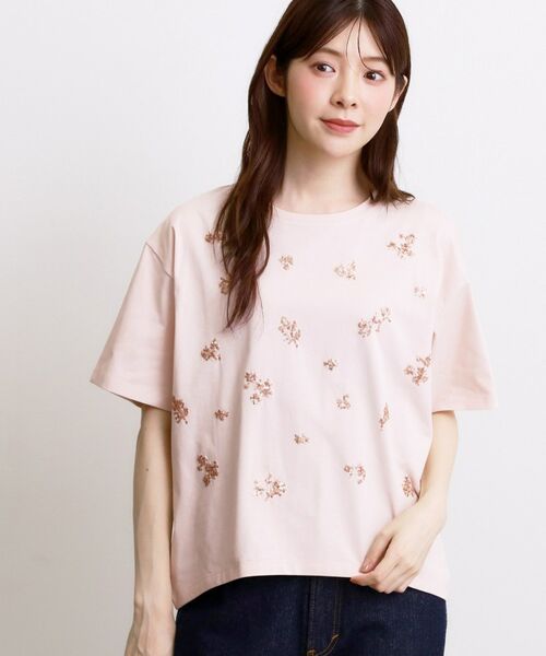 grove / グローブ カットソー | フラワーモチーフスパンコールTシャツ | 詳細10