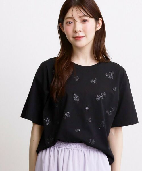 grove / グローブ カットソー | フラワーモチーフスパンコールTシャツ | 詳細5