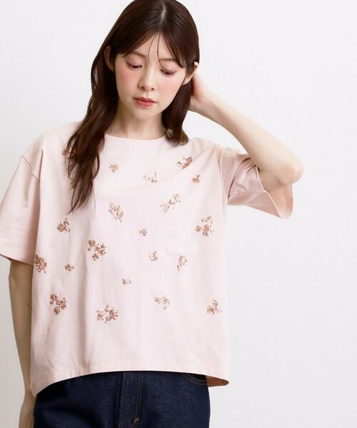 grove / グローブ カットソー | フラワーモチーフスパンコールTシャツ | 詳細9