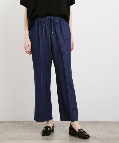 grove / グローブ パンツ | 楽ちんできれい見え デニムライクストレッチドロストパンツ(ネイビー(094))