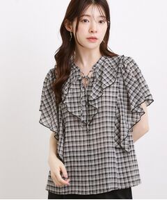 grove / グローブ シャツ・ブラウス | チェックラッフルフリルブラウス