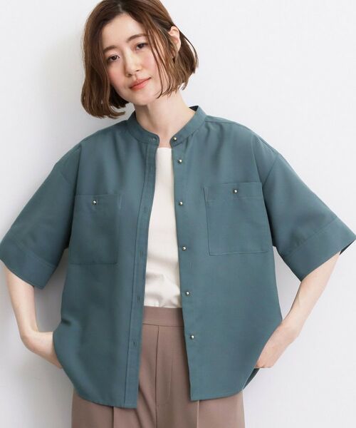 grove / グローブ シャツ・ブラウス | 【洗濯機◎】ほんのり大人の透け感、シアーカバーブラウス(グリーン(022))