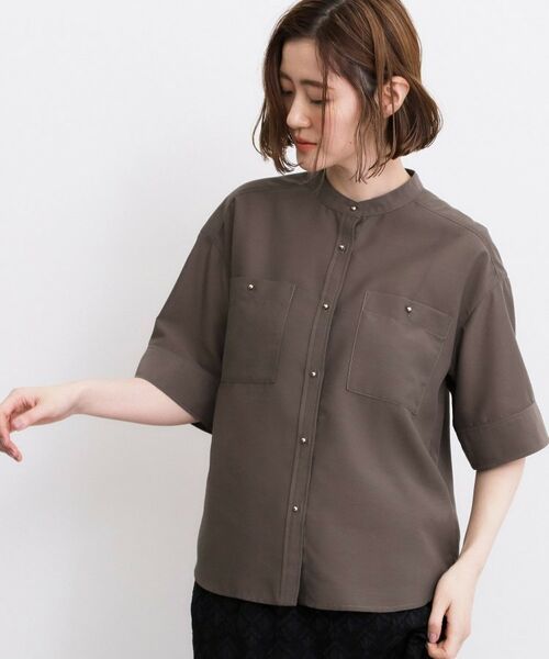 grove / グローブ シャツ・ブラウス | 【洗濯機◎】ほんのり大人の透け感、シアーカバーブラウス(ブラウン(044))