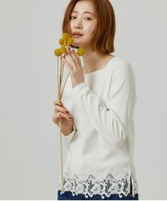 grove / グローブ カットソー | 裾レーススクエアネックカットソー