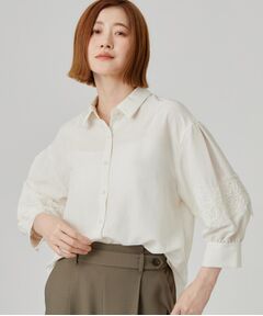 grove / グローブ シャツ・ブラウス | レースボリュームスリーブシャツ