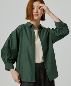 grove / グローブ シャツ・ブラウス | レースボリュームスリーブシャツ