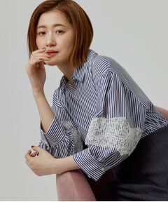 grove / グローブ シャツ・ブラウス | レースボリュームスリーブシャツ