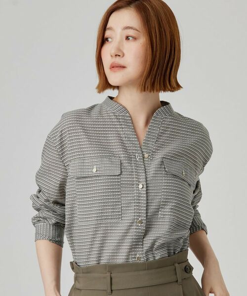 grove / グローブ シャツ・ブラウス | ワークポケット付スキッパーシャツ（ブラック(219)）