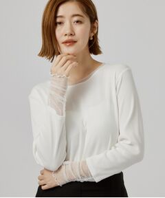 grove / グローブ カットソー | チュールドッキングテレコカットソー