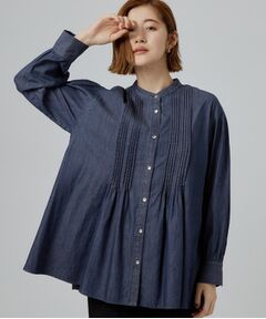 grove / グローブ シャツ・ブラウス | ピンタックデニムダンガリーブラウス