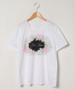 ボタニカルフラワーロゴプリントTシャツ コットン天竺 カットソー