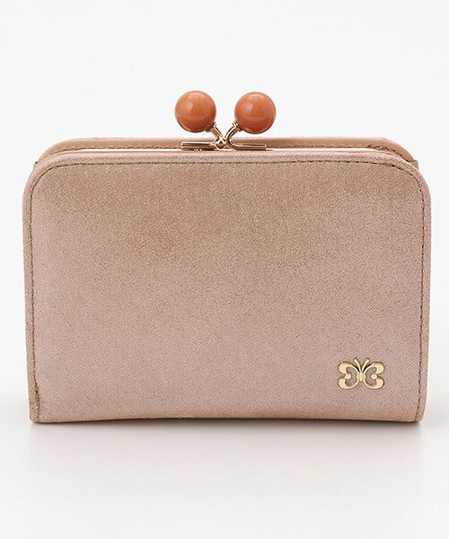 HANAE MORI/ハナエモリ ツインドロップ 口金二つ折り財布 ピンク フリー HANAE MORI/ハナエモリ ツインドロップ 口金二つ折り財布 ピンク フリー