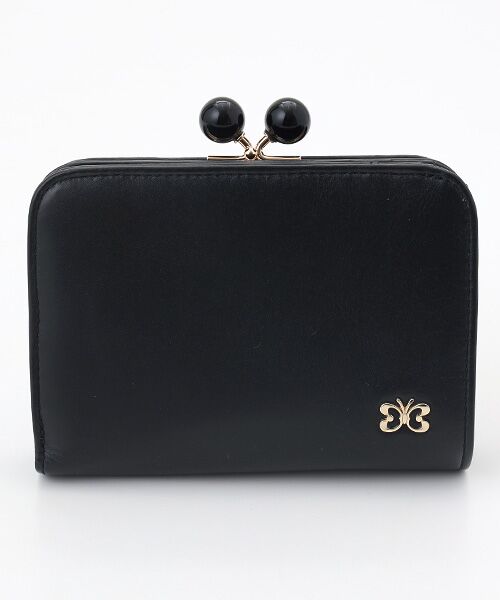HANAE MORI/ハナエモリ ツインドロップ 口金二つ折り財布 ブラック フリー HANAE MORI/ハナエモリ ツインドロップ 口金二つ折り財布 ブラック フリー