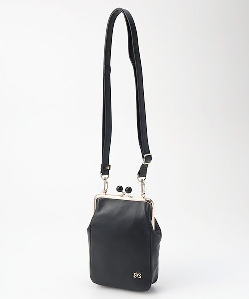 HANAE MORI/ハナエモリ ツインドロップ 口金スマホポシェット ブラック フリー HANAE MORI/ハナエモリ ツインドロップ 口金スマホポシェット ブラック フリー