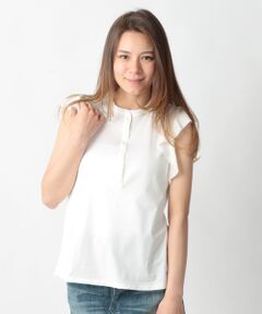 Harriss / ハリス カットソー | シルケットコットンベア天竺袖フリルカットソー