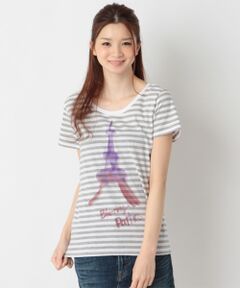 コットン天竺エッフェル塔プリントTシャツ