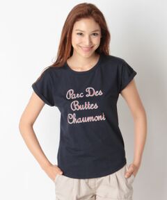 ナチュラルコットン天竺ロゴプリントラウンドTシャツ