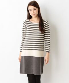 Harriss / ハリス ミニ丈・ひざ丈ワンピース | ミラノリブボーダーニットワンピース