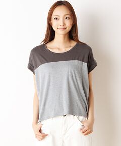 コットンシルク天竺バイカラーTシャツ