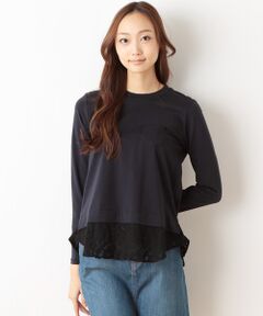 Harriss / ハリス カットソー | ベア天竺×起毛レース配色ぺプラムカットソー▼