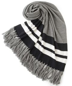 Harriss / ハリス マフラー・ショール・スヌード・ストール | カラーボーダー大判ストール
