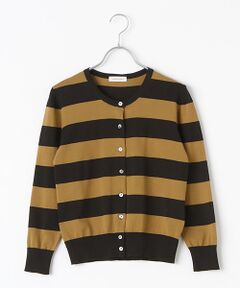 Harriss / ハリス カーディガン・ボレロ | ドライコットン天竺ボーダークルーネックカーディガン