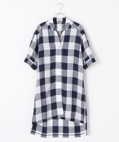 Harriss / ハリス チュニック | フレンチリネンチェック柄チュニック丈シャツ