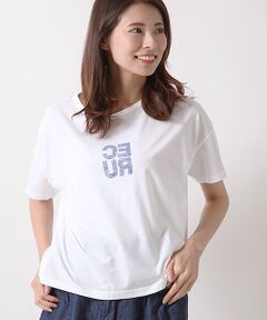 コットンモダール天竺ロゴプリントTシャツ