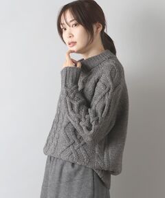 【アウトレット】ウール混ニットケーブル柄セーター
