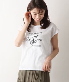 リヨセルコットン天竺ロゴプリントTシャツ