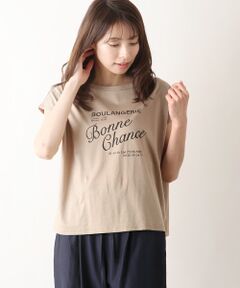 リヨセルコットン天竺ロゴプリントTシャツ