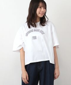 コットン天竺アーチロゴプリントワイドTシャツ