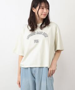 コットン天竺アーチロゴプリントワイドTシャツ