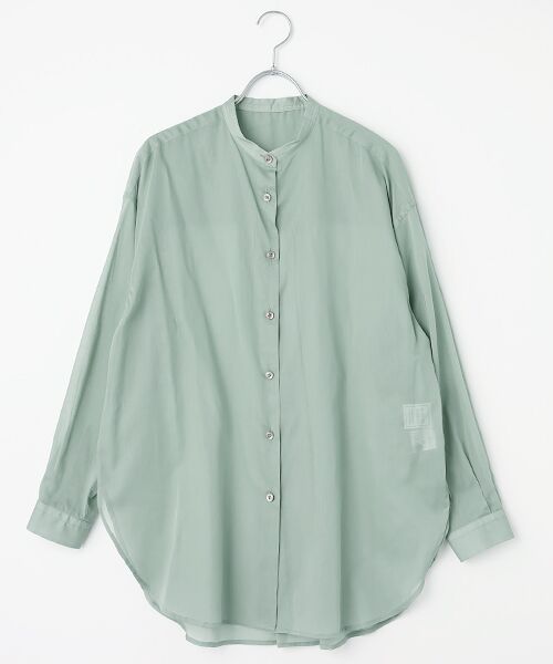 Harriss/ハリス コットンボイルワッシャーバンドカラービッグシャツ グリーン 9号 Harriss/ハリス コットンボイルワッシャーバンドカラービッグシャツ グリーン 9号