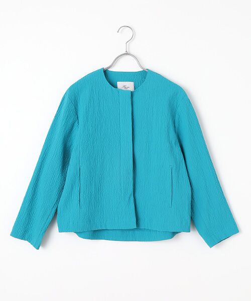 Harriss/ハリス ノーカラーショートジャケット サックスブルー 36 Harriss/ハリス ノーカラーショートジャケット サックスブルー 36